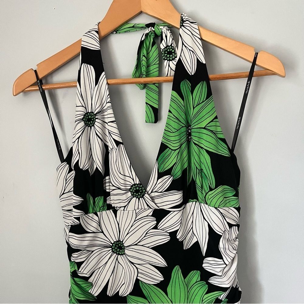 My Michelle Y2K Vintage Daisy Floral Sleeveless Halter Neck Midi Dress Sz Large - Picture 3 of 16